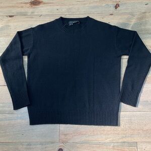 360 CASHMERE BLACK  CLASSIC CREWNECK SWEATER
